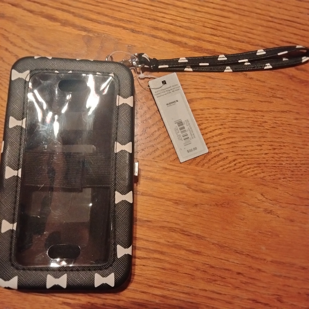 Apt 9 Black and White Bow Cell Phone Wallet Wristlet Case